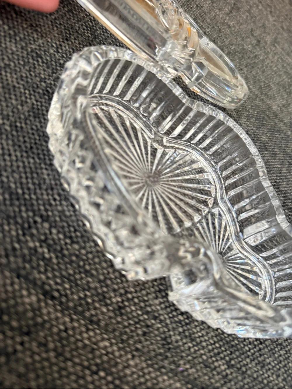 Clear Heart-Shaped Glass Trinket Dish - Clear vintage